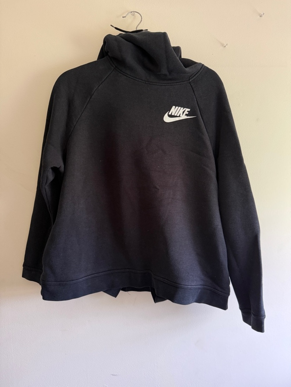 Nike Black Pullover Hoodie with White Swoosh Chest Logo